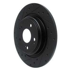 Acura MDX Brake Rotor (1) - Rear Left - R1 Concepts - Drilled & Slotted - Black - `17-`20